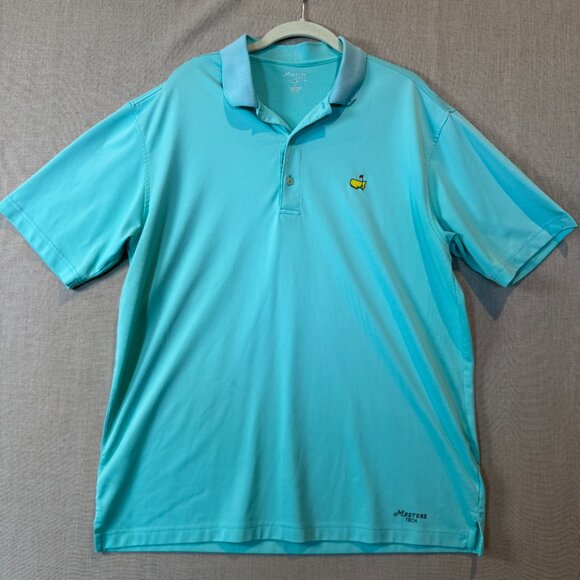 Masters Tech Aqua Blue Golf Polo Shirt Men’s Large Augusta National Logo - Picture 2 of 9